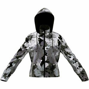 NWT adidas Allover Floral Print Lightweight Woven Warm Up Jacket Full Hood & Zip